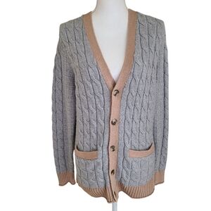 nordstrom bp grandpa cardigan cable knit buttondown grey size S